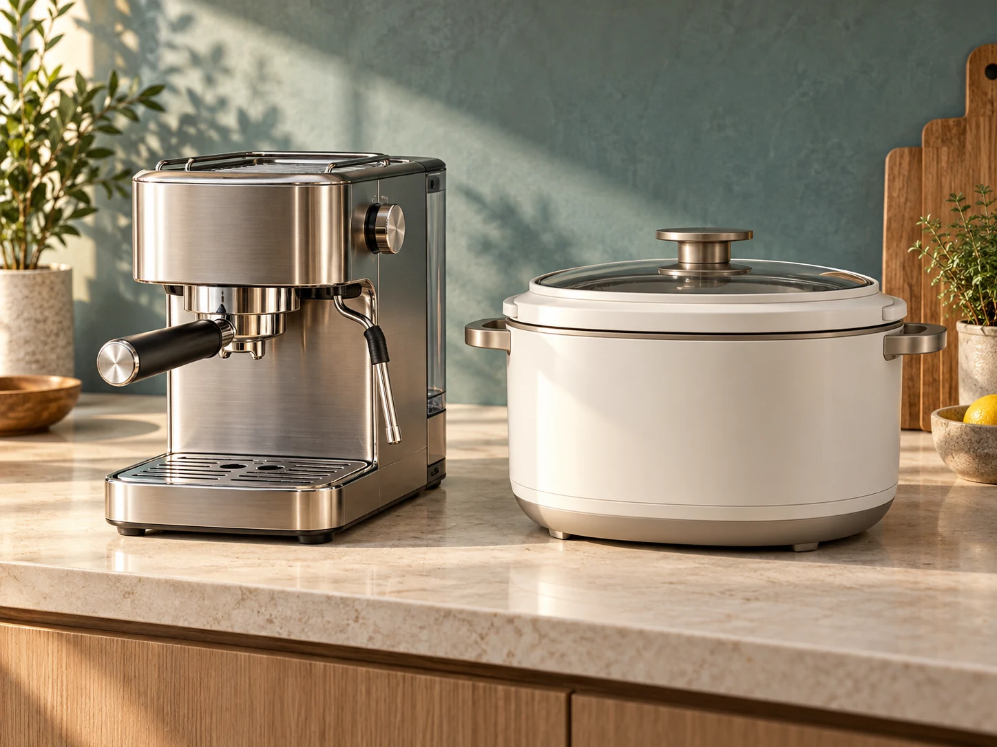 Coffee machine and multi-function cooker — illustrative product-line image